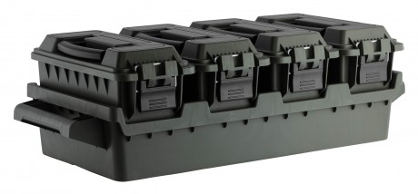 Set 4 ammunition boxes with transport tray