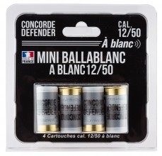 MD0411 4 cartouches Mini Ballablanc Concorde Defender cal. 12/50 à blanc Photo MD0411 4 cartouches Mini Ballablanc Concorde Defender cal. 12/50 à blanc