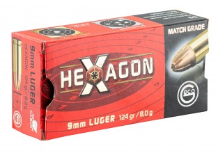 MR808-1 GECO Cartridges 9x19 Luger HEXAGON 124gr x50 Photo MR808-1 GECO Cartridges 9x19 Luger HEXAGON 124gr x50