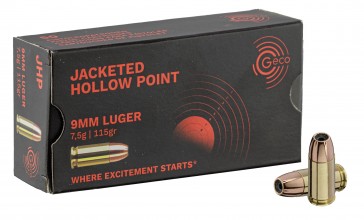 Cartridges 9x19 mm Luger Geco 115 gr / 7.5 g JHP