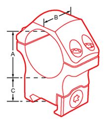 OP158-7-UTG Paire de montages diamètre 34 fixe double serrage 15 mm Medium Photo OP158-7-UTG Paire de montages diamètre 34 fixe double serrage 15 mm Medium