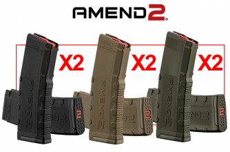 Amend2 Pack 6x AR15 30-round Magazines, 3 Colors